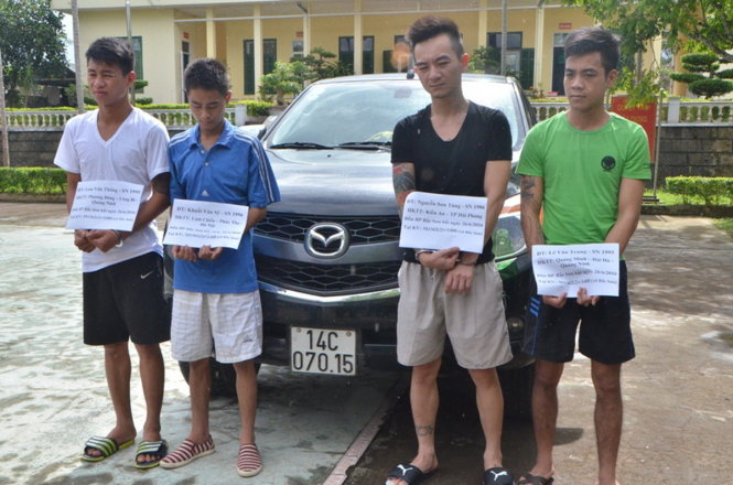 Nhóm thanh niên trong đường dây mua bán, vận chuyển ma túy bị cơ quan chức năng bắt giữ - Ảnh: THU HẰNG