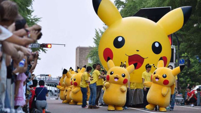 Nhân vật Pokemon diễu hành tại Yokohama, Nhật - Ảnh: AFP
