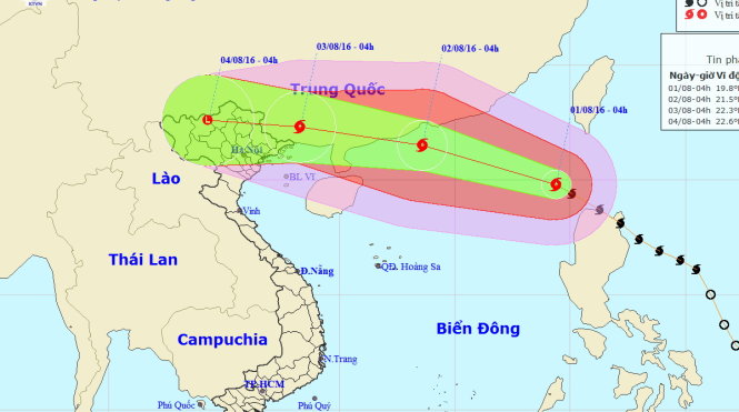 Sơ đồ dự báo bão số 2 - Nguồn: Trung tâm dự báo khí tượng thủy văn Trung ương