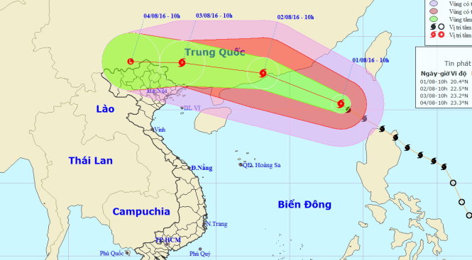 Sơ đồ dự báo bão số 2 - Nguồn: Trung tâm Dự báo Khí tượng Thuỷ văn Trung ương