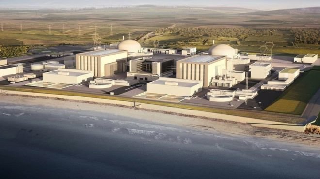Mô hình trên máy tính của nhà máy điện hạt nhân Hinkley Point C ở Somerset - Ảnh: AFP