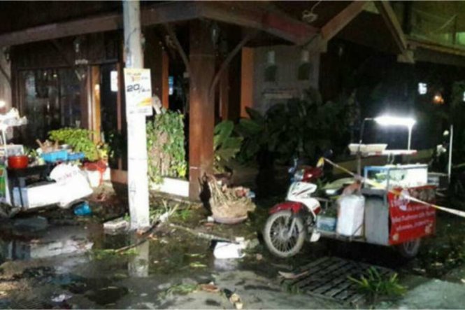Quang cảnh vụ nổ tại thị trấn Hua Hin - Ảnh: Twitter