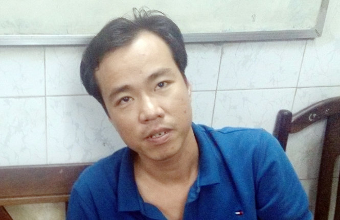 Tài xế Trọng tại cơ quan Công an - Ảnh CTV
