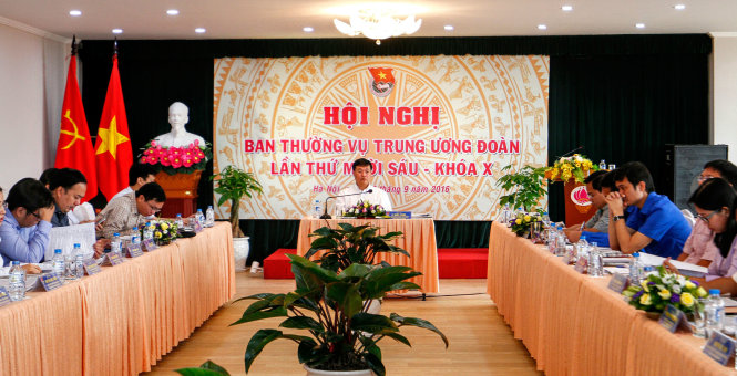 Quang cảnh Hội nghị Ban thường vụ TƯ Đoàn lần 16 - Ảnh: NAM TRẦN