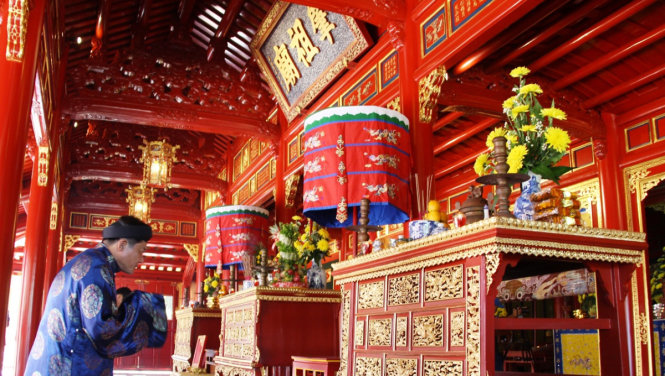 Bên trong Tiền Điện của Triệu Tổ Miếu. Ảnh: Nhật Linh
