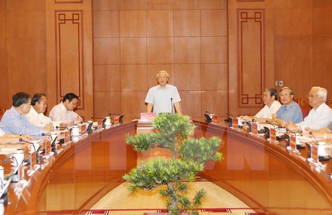 Tổng bí thư Nguyễn Phú Trọng, Trưởng Ban Chỉ đạo Trung ương về phòng, chống tham nhũng, phát biểu tại cuộc họp - Ảnh: TTXVN