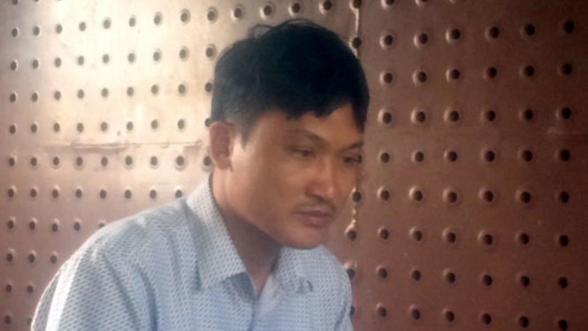 Đối tượng Nhâm Văn Thành tại cơ quan công an