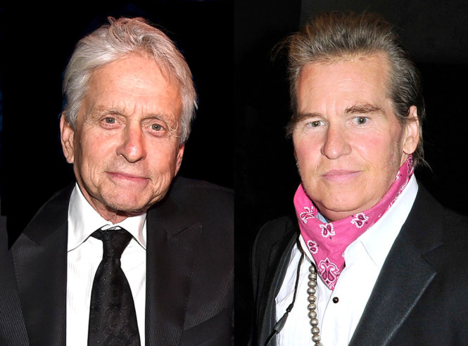 Hai diễn viên Michael Douglas (trái) và Val Kilmer - Ảnh: E!