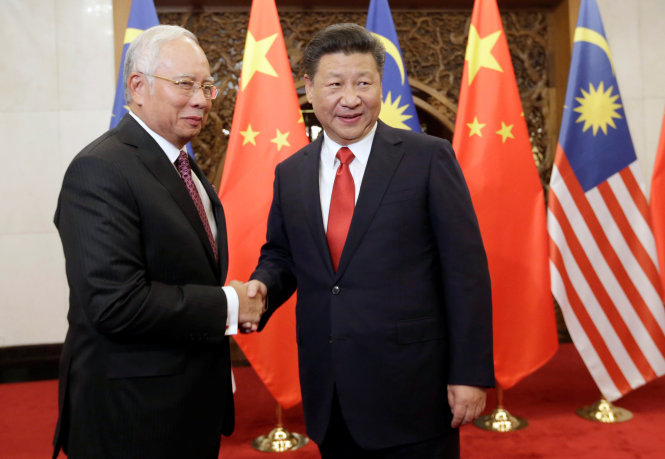 Thủ tướng Malaysia Najib Razak gặp Chủ tịch Trung Quốc Tập Cận Bình ngày 3-11 - Ảnh: Reuters
