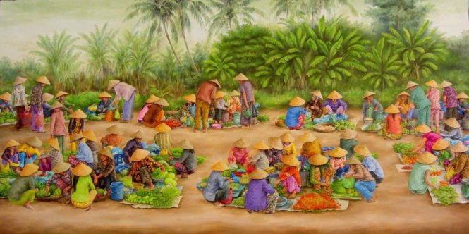 Chợ Quê của họa sĩ Lý Quốc Bảo