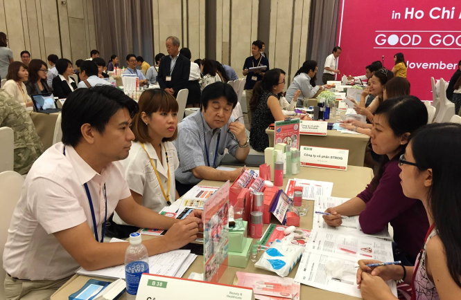 Doanh nghiệp Mỹ phẩm Nhật gặp gỡ doanh nghiệp VN trong một buổi kết nối
tại TP.HCM. Ảnh: N.Bình