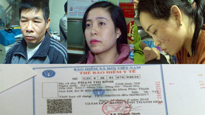 Các đối tượng Nguyễn Văn Hân, Lê Thị Ngọc Tú và Chu Thị Thúy Hà cùng tài liệu công an thu được - Ảnh Công an tỉnh Thanh Hóa cung cấp