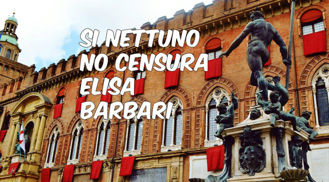 Nhà văn Elisa Barbari đăng tấm hình chụp tượng Thần biển và dòng chữ phản đối quyết định kiểm duyệt của Facebook - Ảnh: RT