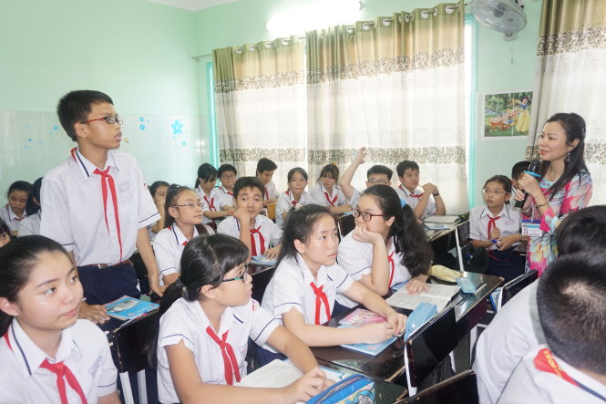 Một tiết học giáo dục công dân ở Trường THCS Đức Trí (Q.1, TP.HCM) - Ảnh: H.HG.
