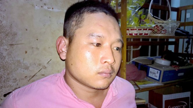 Hồ Trung Kiên tại Công an xã Vĩnh Thái - Ảnh: TR.T.
