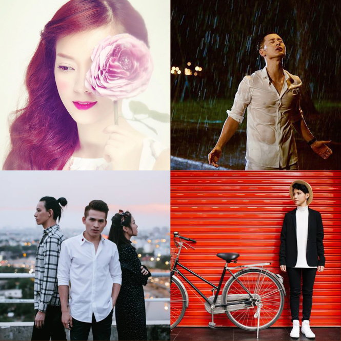Đinh Hương, Đức Tuấn, Quốc Thiên và Vũ Cát Tường (từ trên xuống, từ trái sang) đã chọn Valentone để tung sản phẩm đầu tiên trong năm mới.