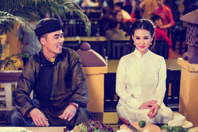 Hoa hậu Sương Đặng và họa sĩ Tăng Quyền trong MV - Ảnh: Việt Trần