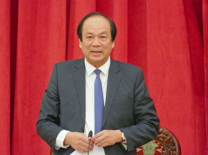 Bộ trưởng, Chủ nhiệm Văn phòng Chính phủ Mai Tiến Dũng trả lời báo chí tại cuộc họp báo chiều 3-4 - Ảnh: Lê Kiên