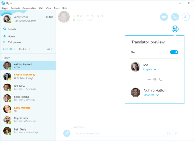 Ảnh chụp giao diện của ứng dụng Skype - Ảnh: Mashable