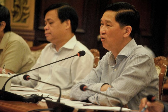 Phó chủ tịch UBND TP.HCM Trần Vĩnh Tuyến phát biểu tại cuộc họp 
Ảnh: Q.HUY