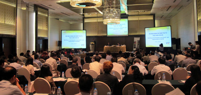 Hội nghị đánh giá, xếp hạng doanh nghiệp thực hiện Coc-VN năm thứ tư, sáng 17-4 (ảnh Đ.Bình)
