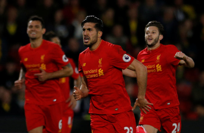 Can ăn mừng bàn thắng vào lưới Watford. Ảnh: REUTERS