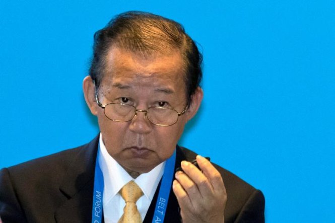 Ông Toshihiro Nikai, tổng thư ký đảng Dân chủ tự do cầm quyền tại Nhật Bản tại hội nghị thượng đỉnh về sáng kiến Vành đai và con đường của Trung Quốc ngày 14-5 ở Bắc Kinh, Trung Quốc - Ảnh: Reuters