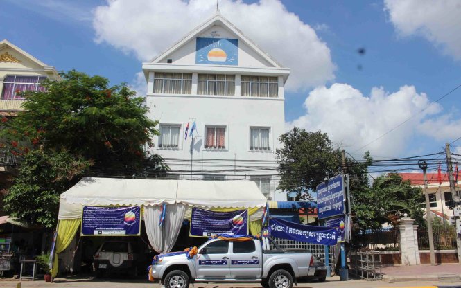 Trụ sở Đảng Cứu quốc Campuchia (CNRP) vắng tanh trong ngày 1-6 - Ảnh: Tiến Trình
