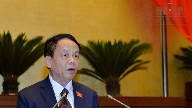 Thượng tướng Võ Trọng Việt - Chủ nhiệm ủy ban Quốc phòng an ninh của Quốc hội, tại phiên họp chiều 6-6 - Ảnh: Trung tâm báo chí Quốc hội