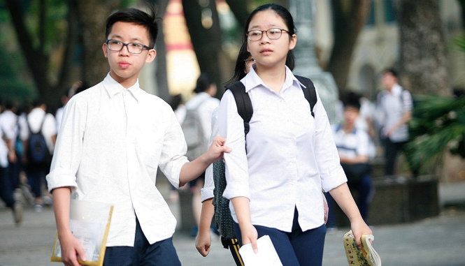 Thí sinh ở một điểm thi tại Hà Nội - Ảnh: Nam Trần
