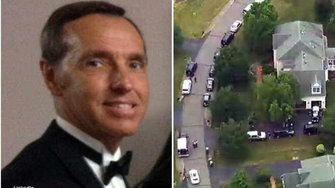 Ông Kevin Mallory (trái) và cảnh các nhân viên FBI tiến hành khám nhà ông Mallory tại Washington - Ảnh: Linkedln/Fox News