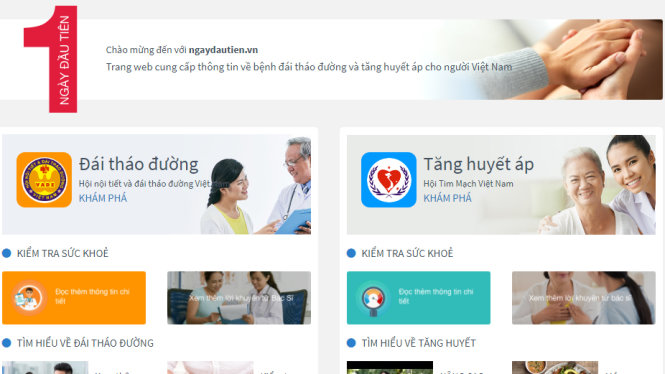 Giao diện trang web ngaydautien.vn - Ảnh chụp màn hình