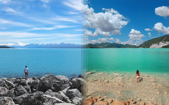 Hồ Tekapo ở New Zealand và hồ Wolfgang ở Áo