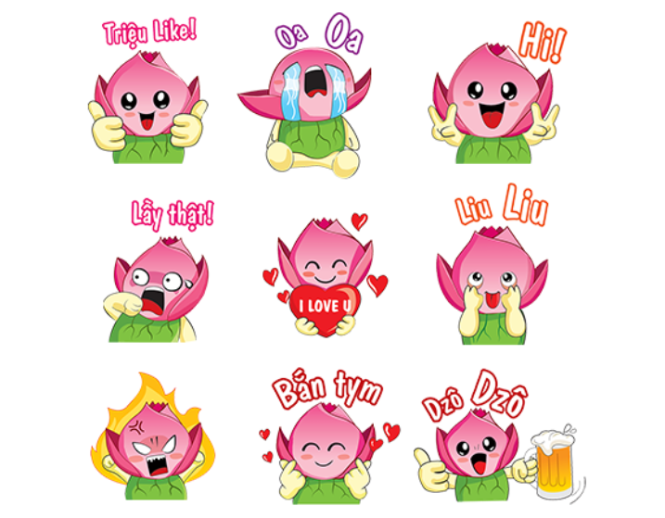 Những biểu cảm ngộ nghĩnh của Bé Sen trong bộ sticker