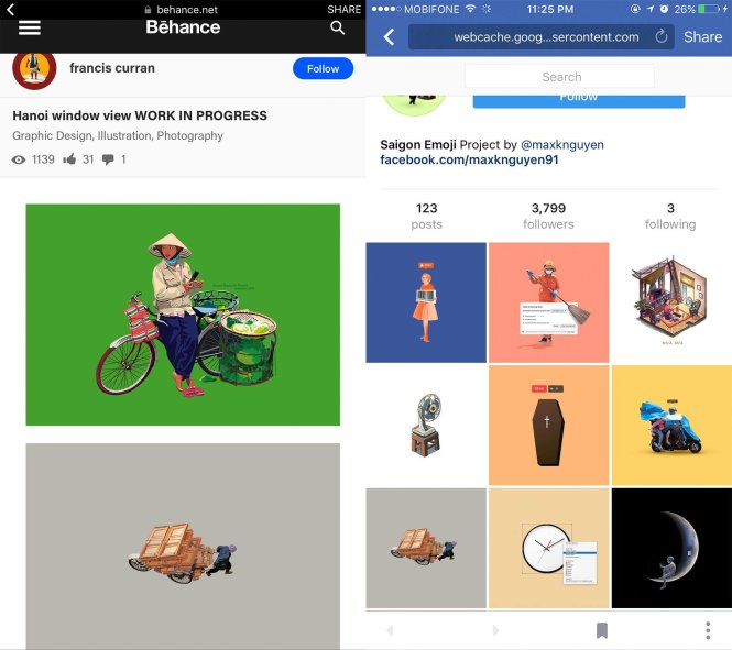Hình ảnh chiếc xích lô thồ hàng của nghệ sĩ Francis Curran được đưa vào nguyên si trong dự án Saigon Emoji của Maxk Nguyễn