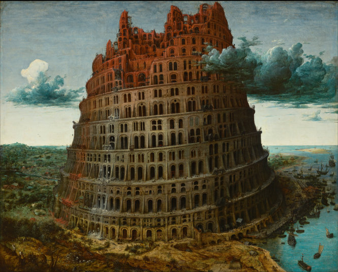 Tháp Babel, tranh của Pieter Bruegel bố, vẽ năm 1563, cũng là tình trạng của Hội đồng Bảo an hiện nay - “ông nói gà, bà nói vịt” - khi bàn về Triều Tiên.-Ảnh: wikipedia.org