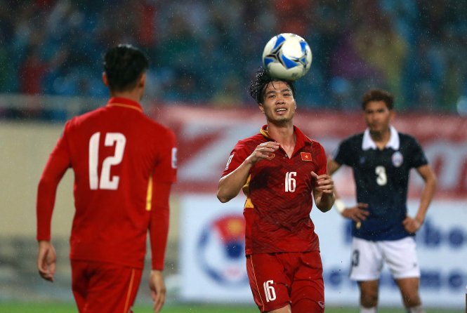 Công Phượng trong trận VN thắng Campuchia 5-0. Ảnh: NAM KHÁNH