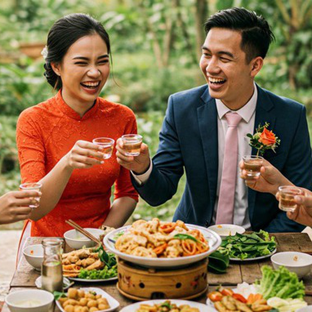 Đi đám tiệc ăn món tôm hấp xong ngại chụp hình, bắt tay xã giao