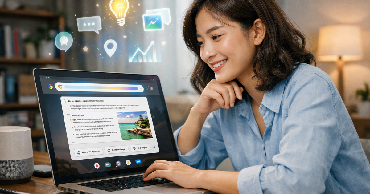 Google tích hợp AI vào Chrome, tìm kiếm không cần mở trang