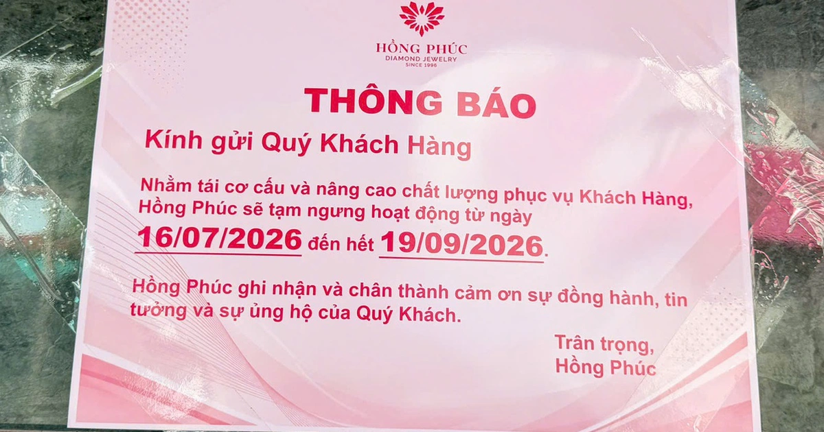 Tiệm vàng Hồng Phúc ở Mỹ Tho thông báo tạm ngưng hoạt động hơn 2 tháng