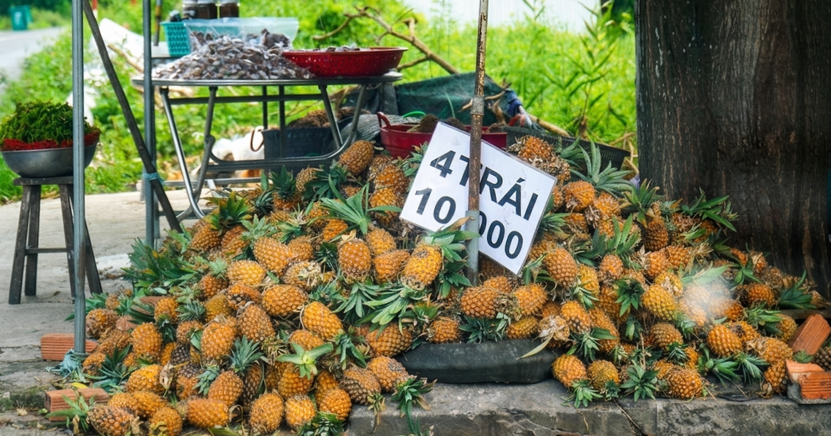 Giá khóm lên 11.000 đồng/kg nhưng sao vẫn có người treo bảng bán 6 trái khóm 10.000 đồng?
