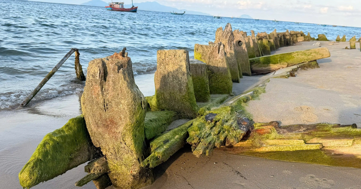 Loạt ảnh mới về con tàu cổ vừa nổi lên ở bờ biển Đà Nẵng
