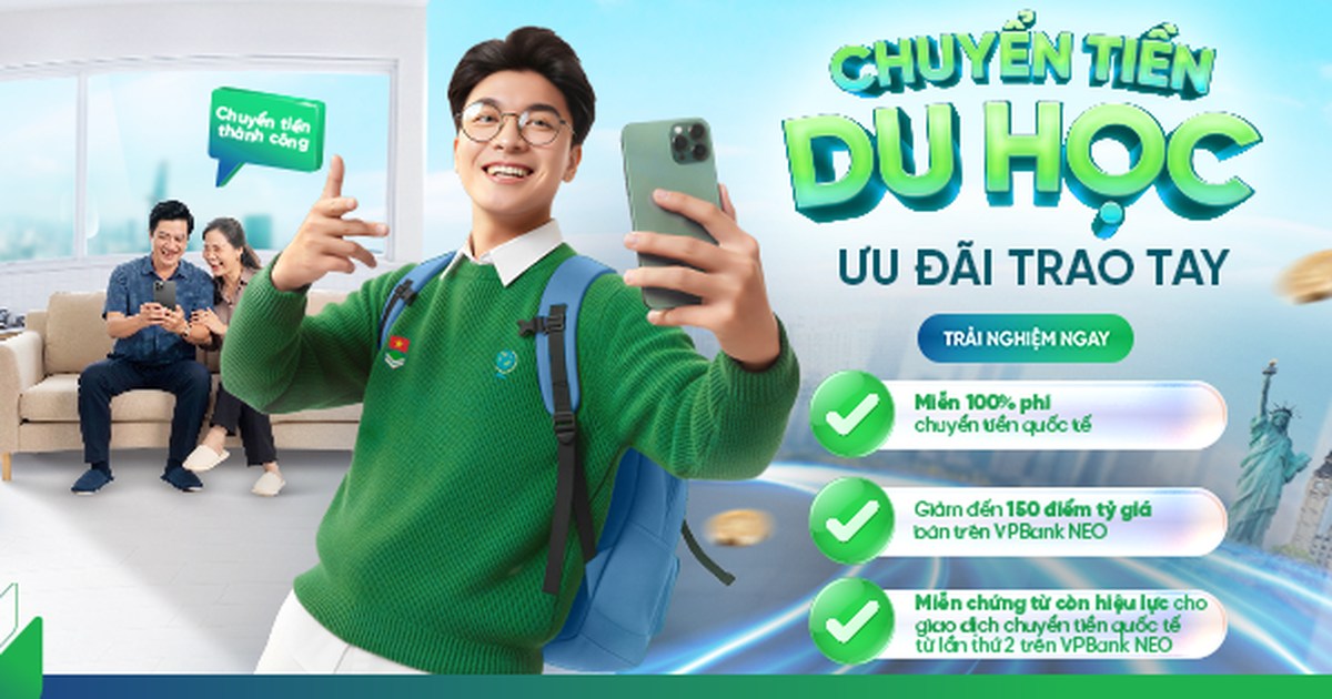 Chuyển tiền du học: Giao dịch online, miễn phí chuyển tiền tại VPBank