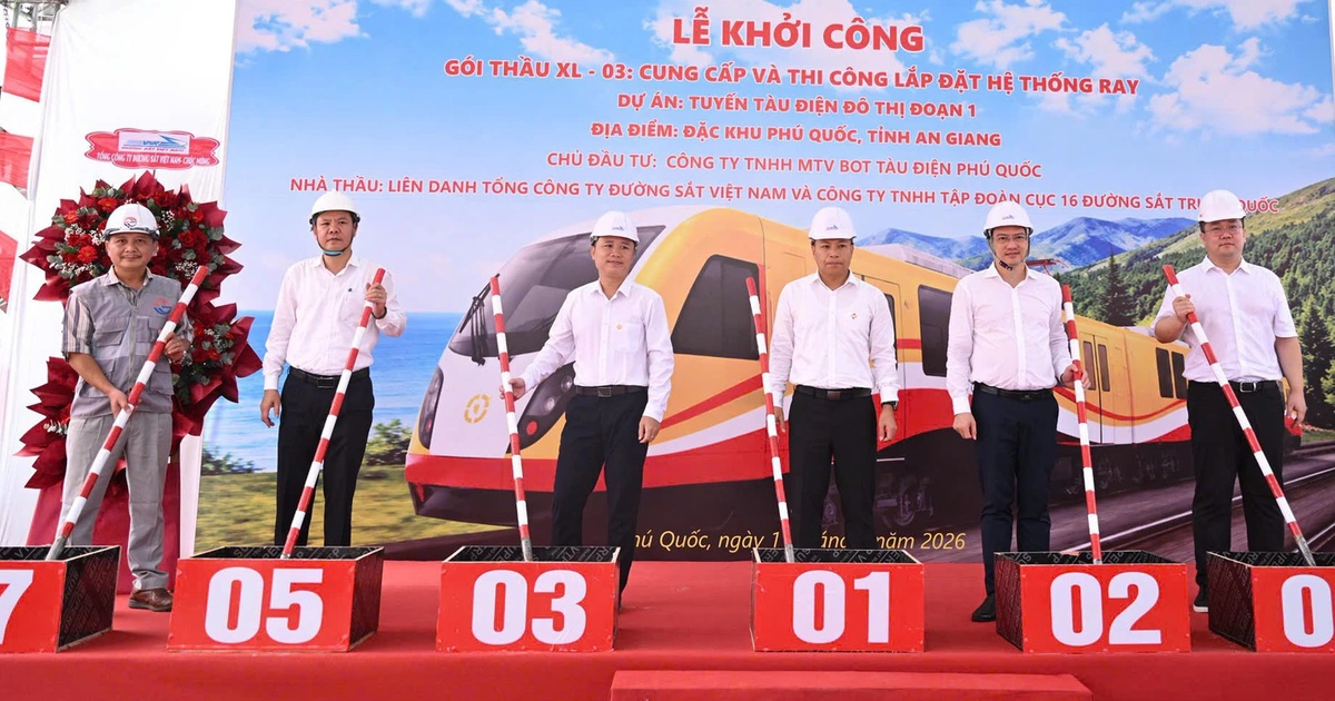 Tuyến tàu điện đô thị 9.000 tỉ đồng ở Phú Quốc triển khai lắp ray và hiệu chuẩn tuyến