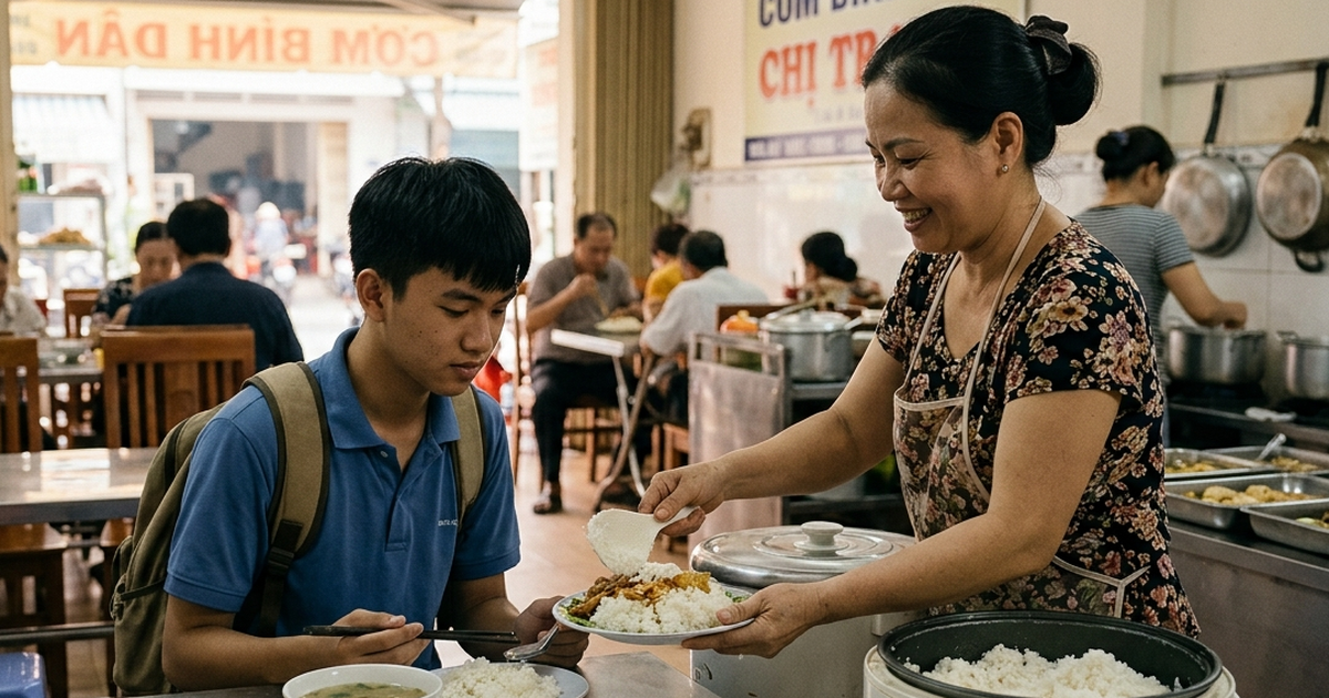 Phần cơm chị Trang xới thêm