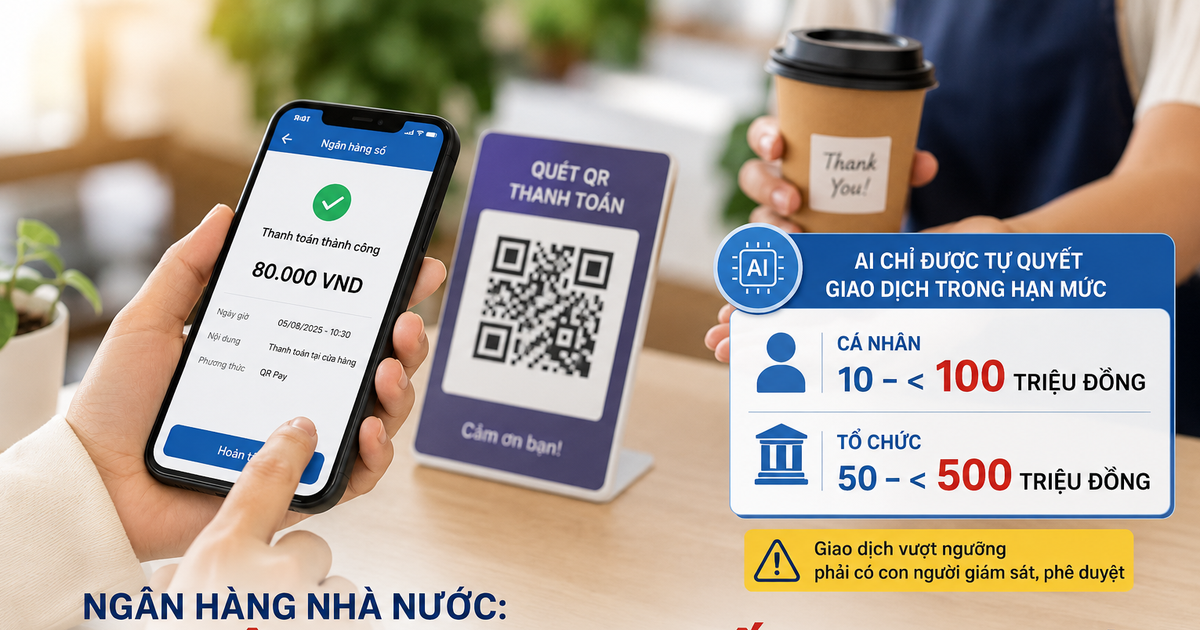 Ngân hàng Nhà nước: Dự kiến AI chỉ được tự quyết giao dịch đến 100 triệu đồng