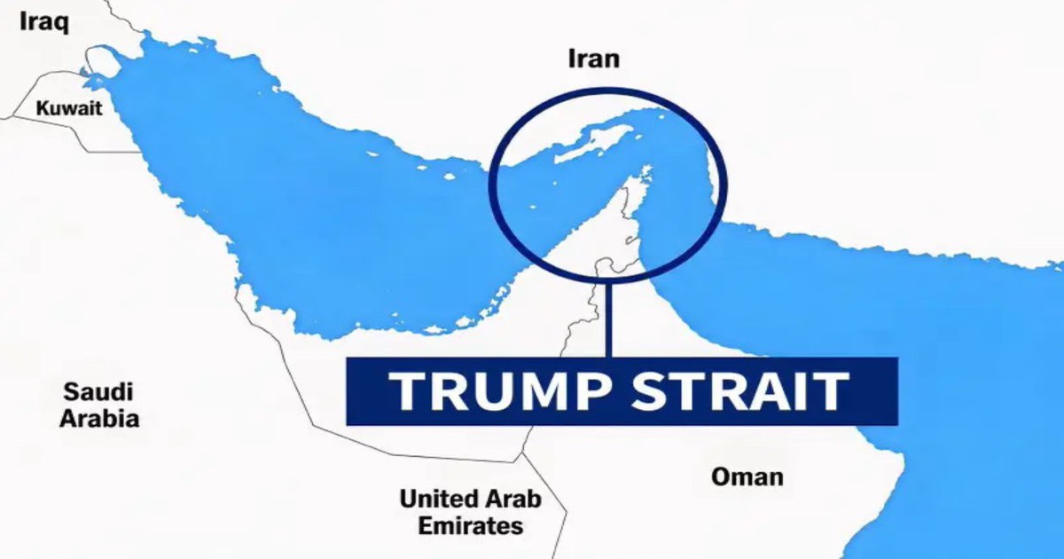 Iran vừa đề xuất mở eo biển Hormuz, ông Trump đăng hình gọi đây là 'eo biển Trump'