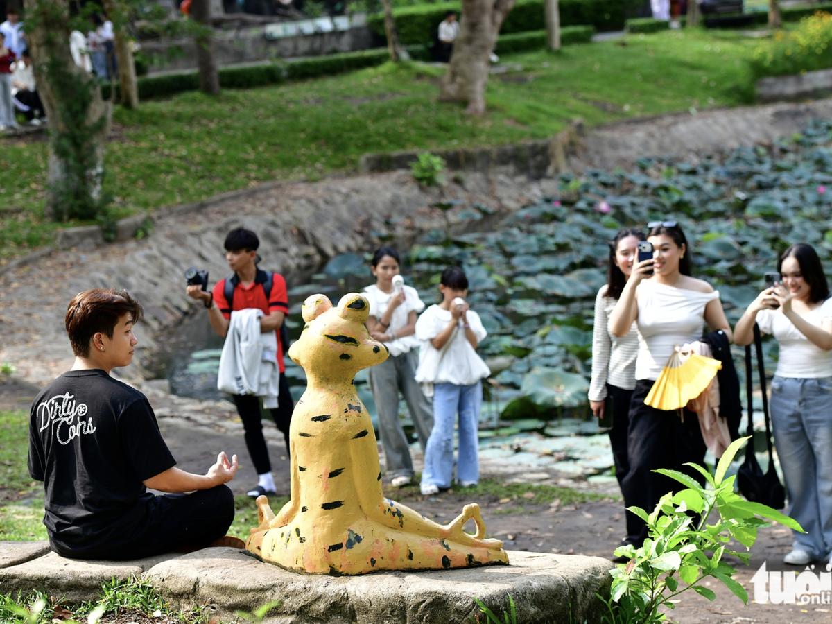 Meditating frog statue sparks viral photo trend at Ho Chi Minh City zoo