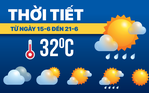 Dự báo thời tiết từ 15-6 đến 21-6: Bắc Bộ, Trung Bộ nắng nóng, Nam Bộ mưa chiều