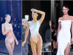 Bella Hadid để ngực trần, 1 phút sau đã được 'úm ba la' thành váy phun sơn ngay trên sàn runway